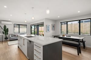 tauranga window treatments - roller blinds and shutter-look venetian blinds in dining room